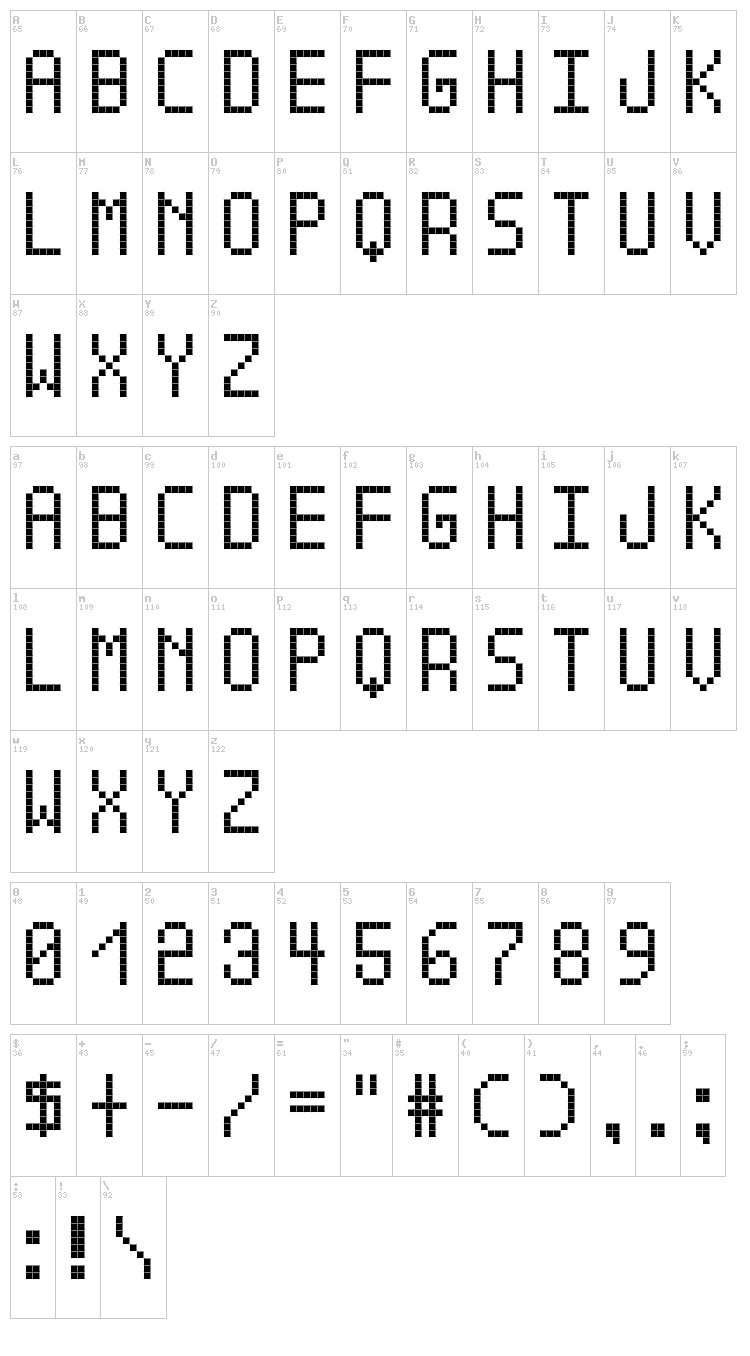 Cross Led Bold TFB font map